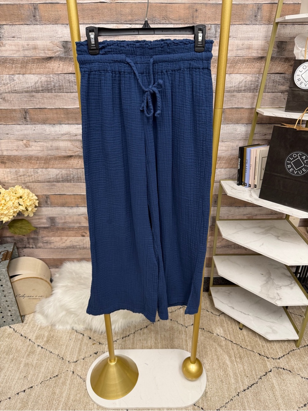 4Our Dreamers Navy Wide Leg Elastic Tie Waist M